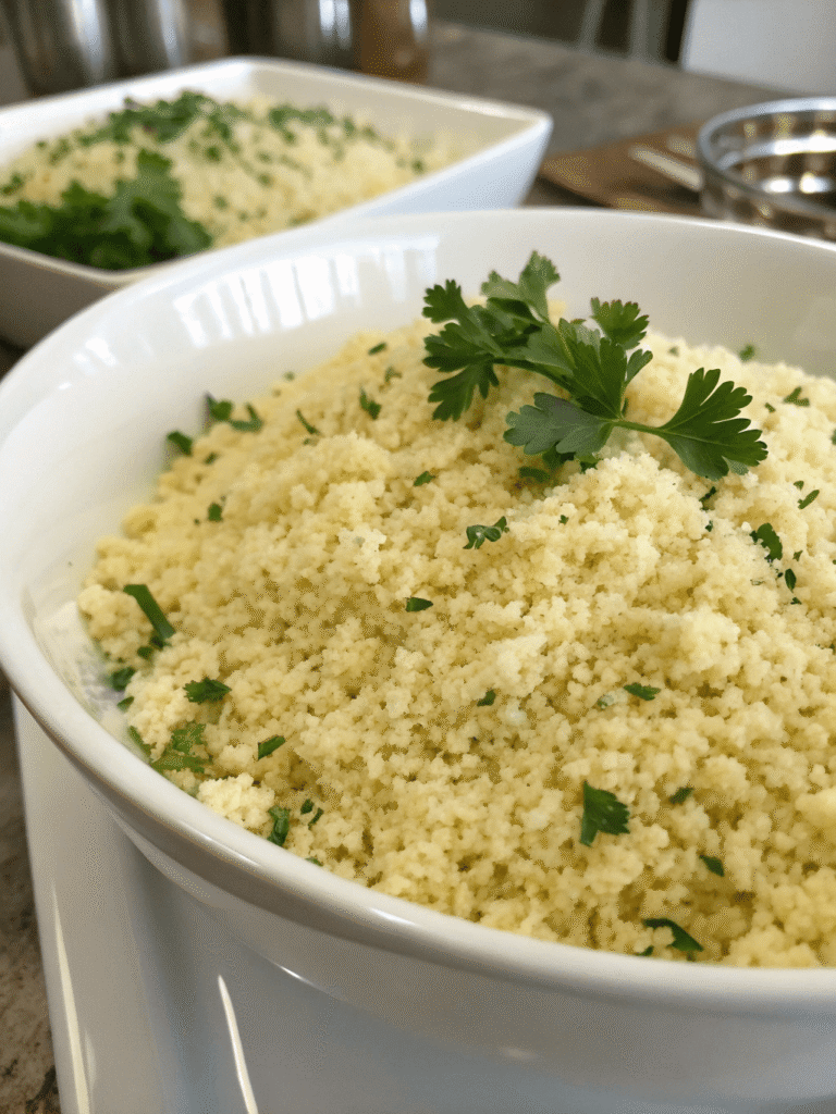 oven roasted cauliflower rice side dish