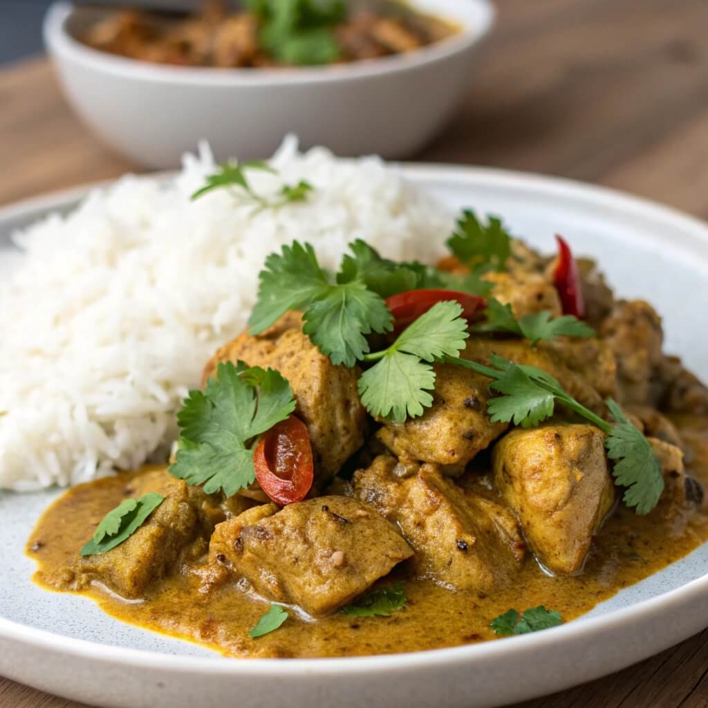 Curry Chicken dish with rice
