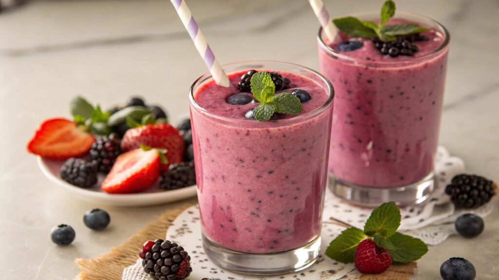 two cups of Yogurt and Fruit Smoothie 