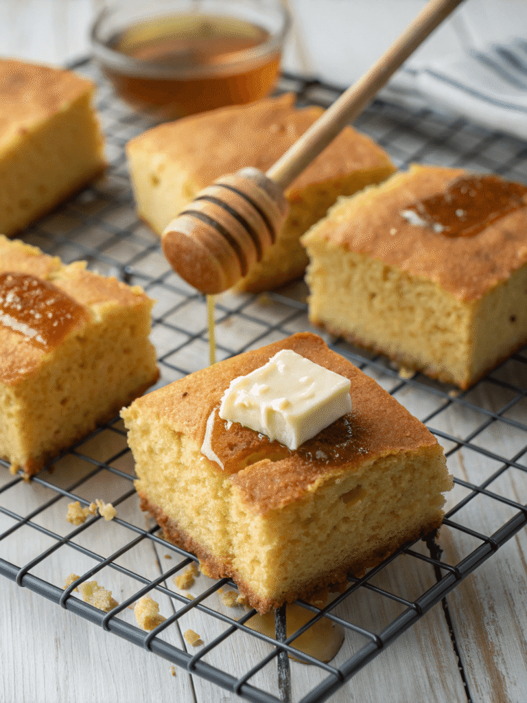 Honey Butter Cornbread serving
