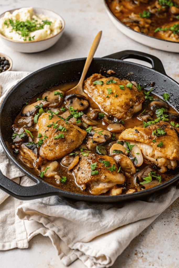 chicken thighs with mushroom dinner homemade dish recipe