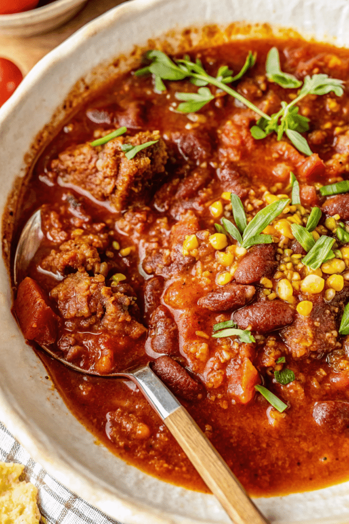 Chuck Roast Chili serving