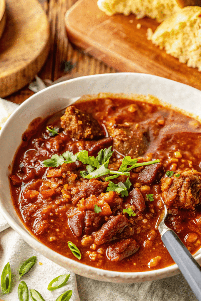Chuck Roast Chili in kitchen table
