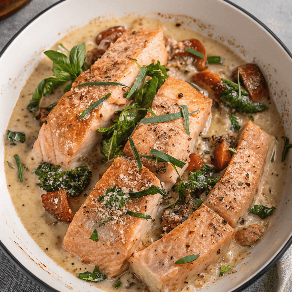 Tuscan Salmon dish serving