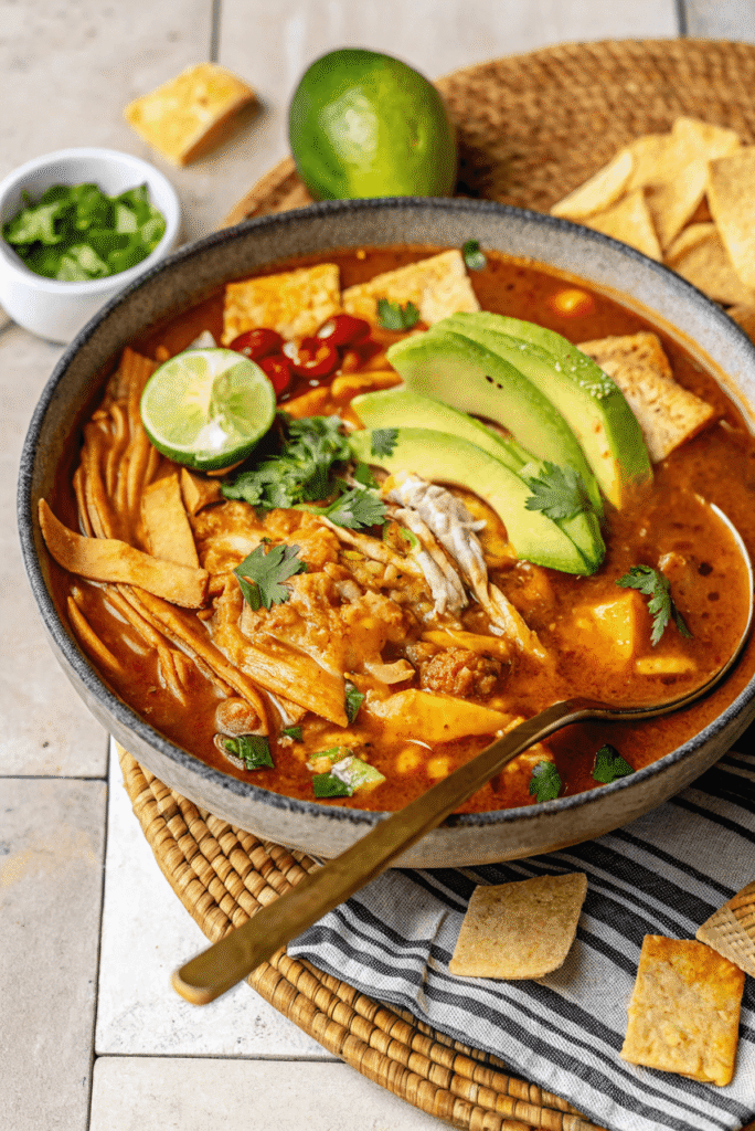 Rotisserie Chicken Tortilla Soup serving