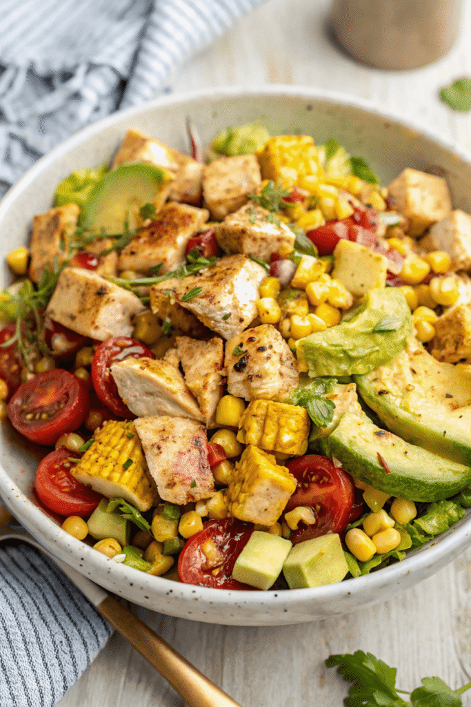 EASY AVOCADO CORN CHICKEN SALAD 