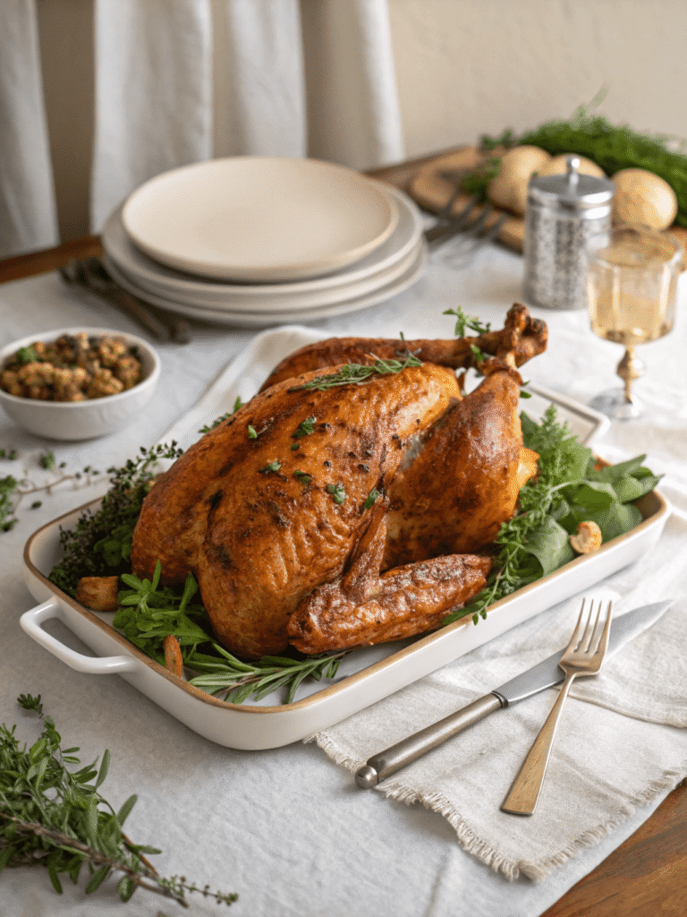Cajun Butter Turkey dish on kitchen table
