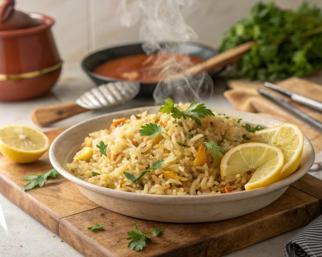 Oven Baked Rice Recipe dish
