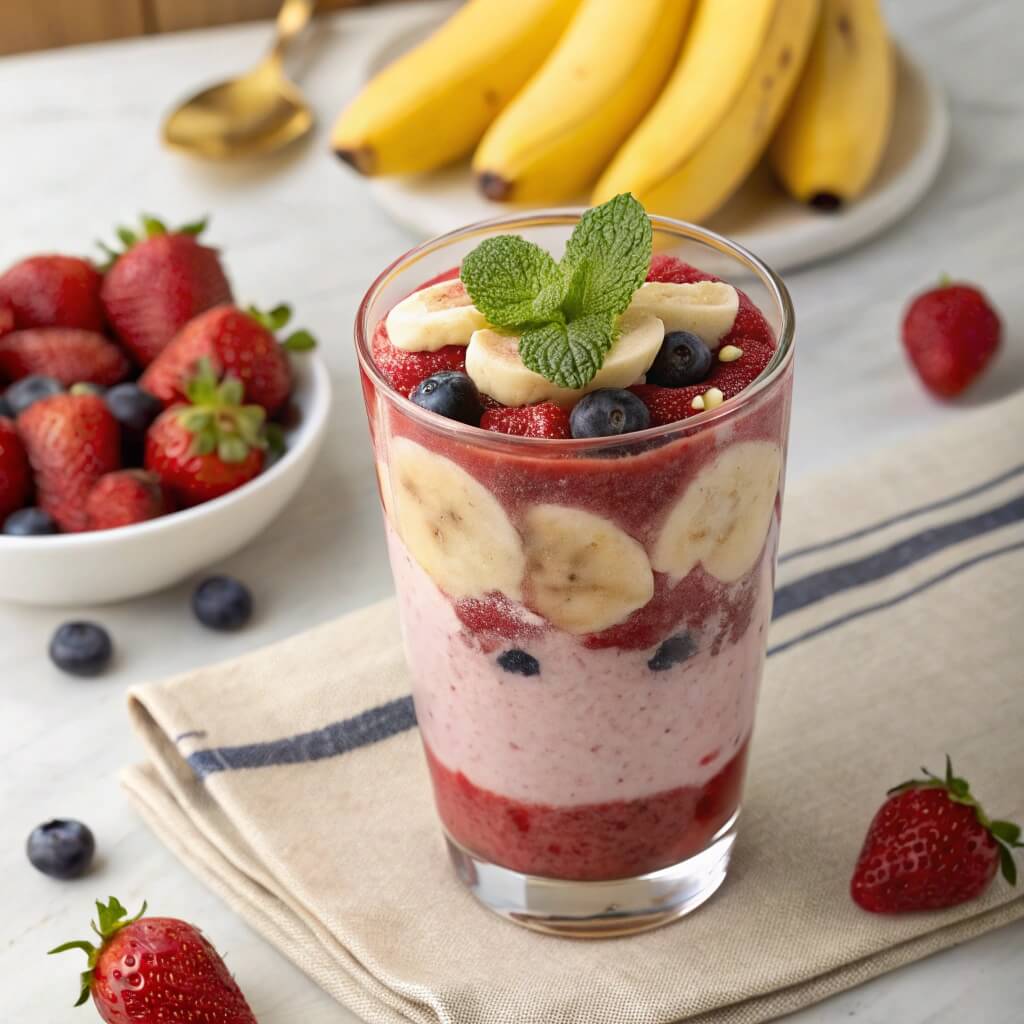 Yogurt and Fruit Smoothie serving decor