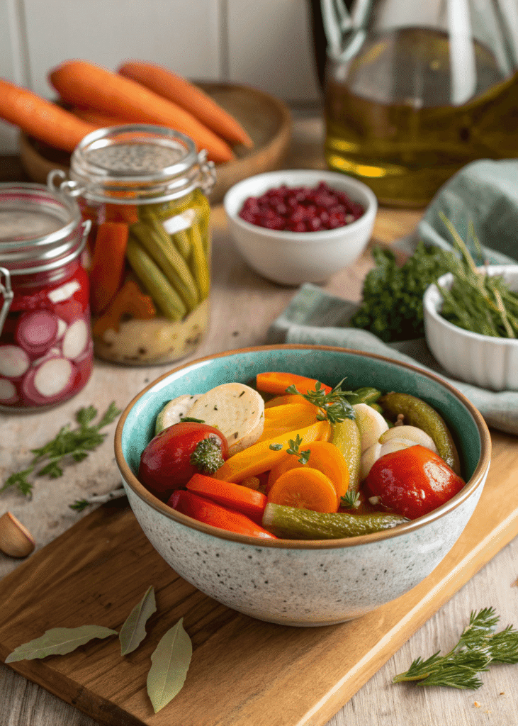 quick pickled vegetables serving