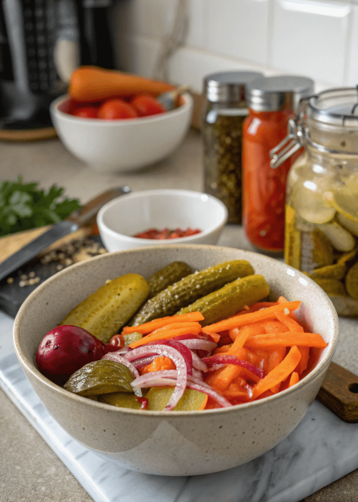 quick pickled vegetables erving idea